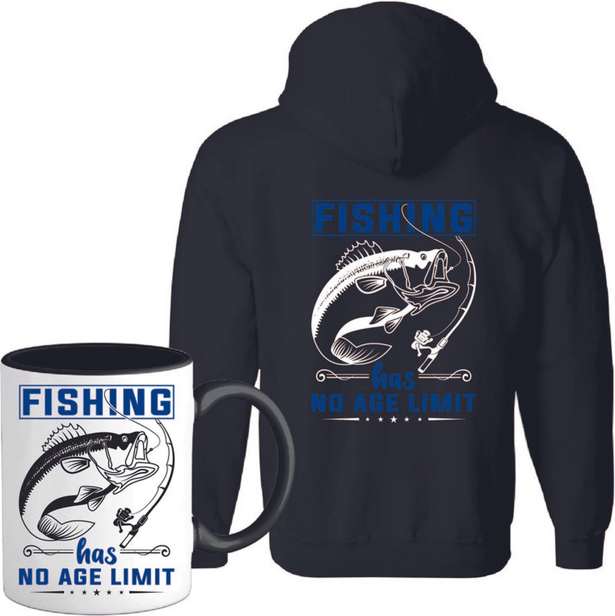 T-Shirtknaller Vest met koffiemok | Fishing Has No Age Limit  - Vis / Vissen / Vishengel Kleding | Heren / Dames Vest Cadeau | Kleur zwart | Maat M